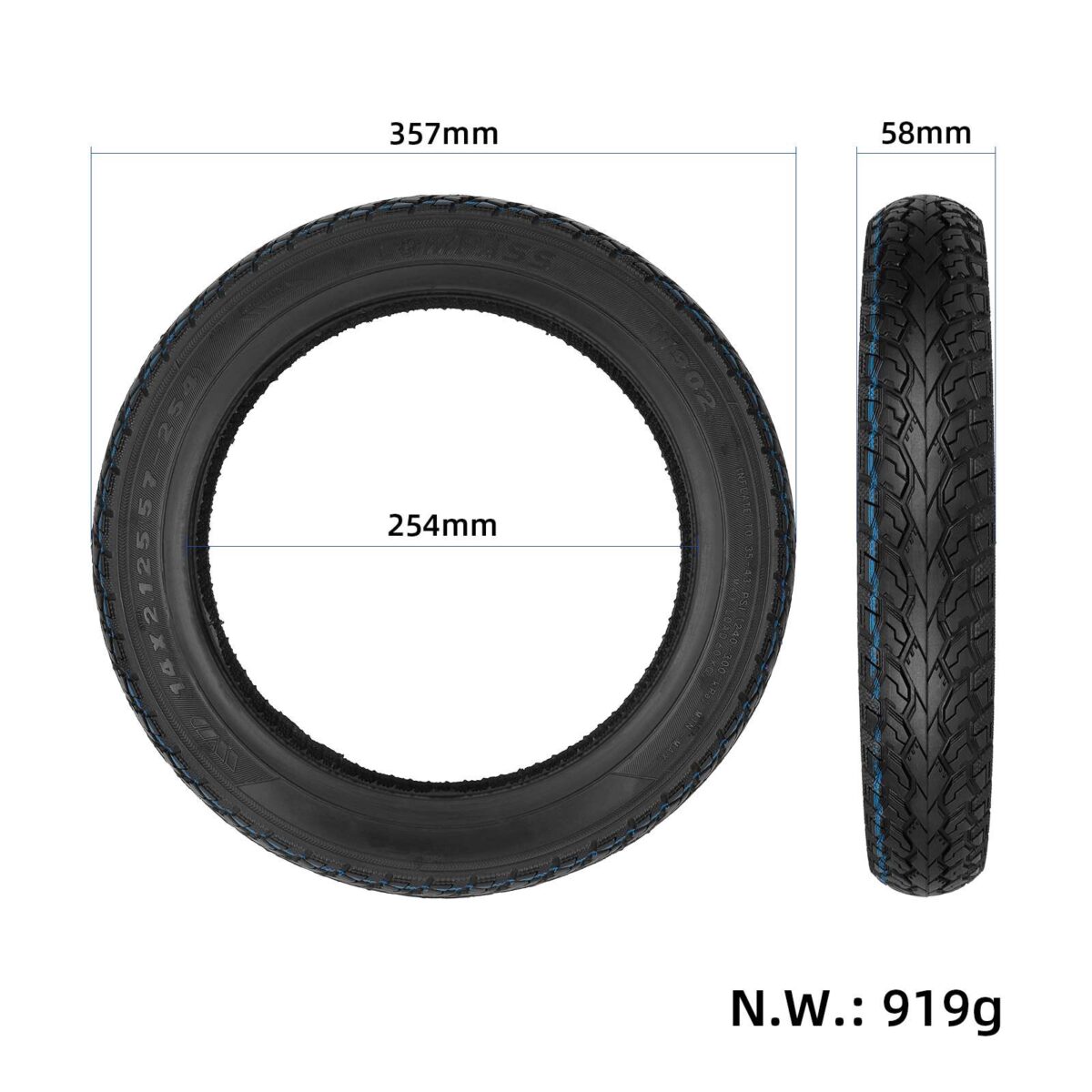 Neumático sin cámara WD 14*2.125(57-254) - Imagen 2
