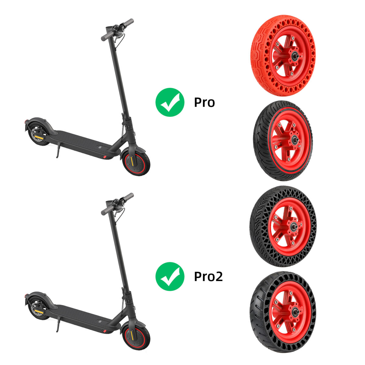 Buje trasero dividido Ulip rojo para scooters Xiaomi Pro/Pro2 - Imagen 6