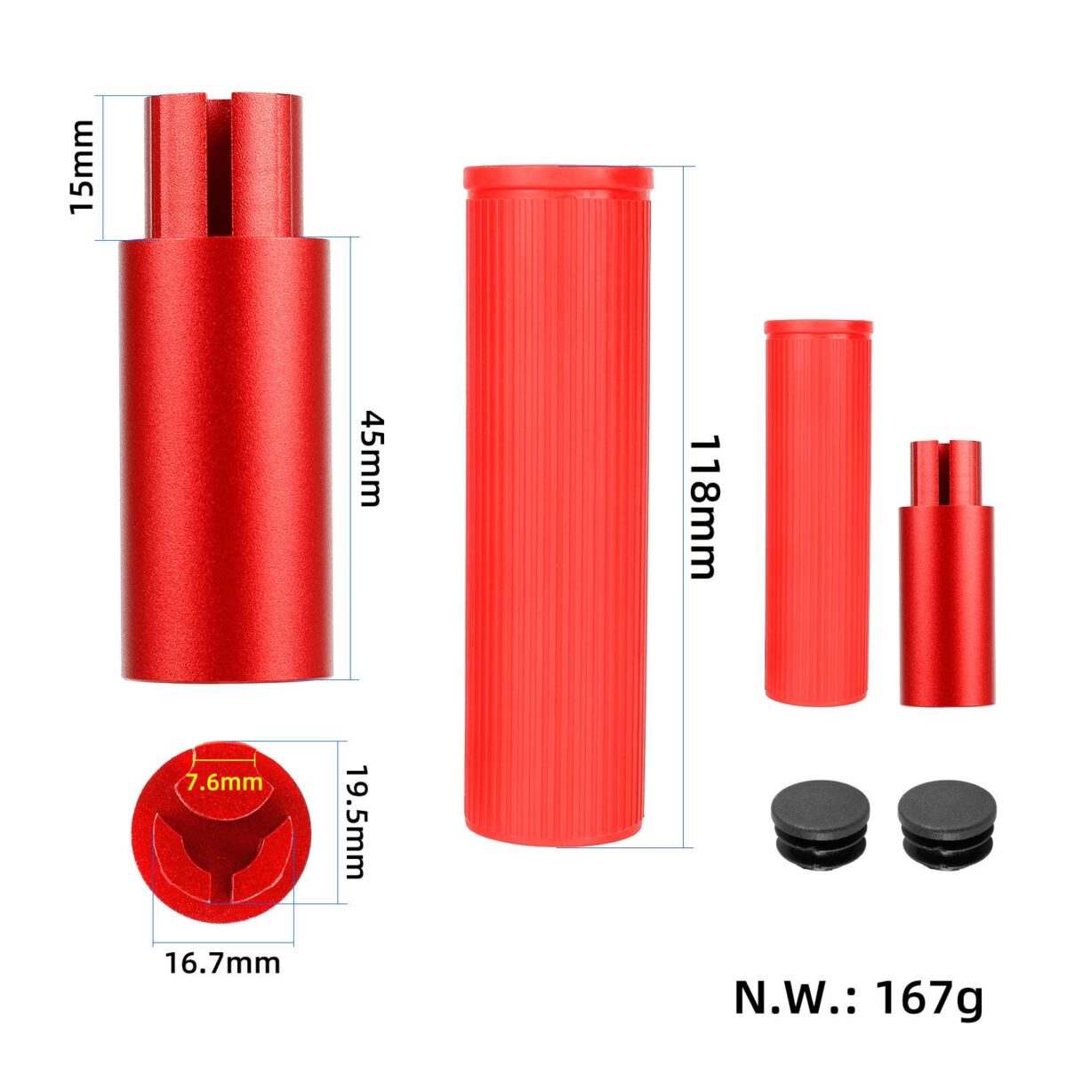 Kit extensor de manillar de silicona Ulip rojo sin luz para scooters de las series Xiaomi y Ninebot ES - Imagen 2