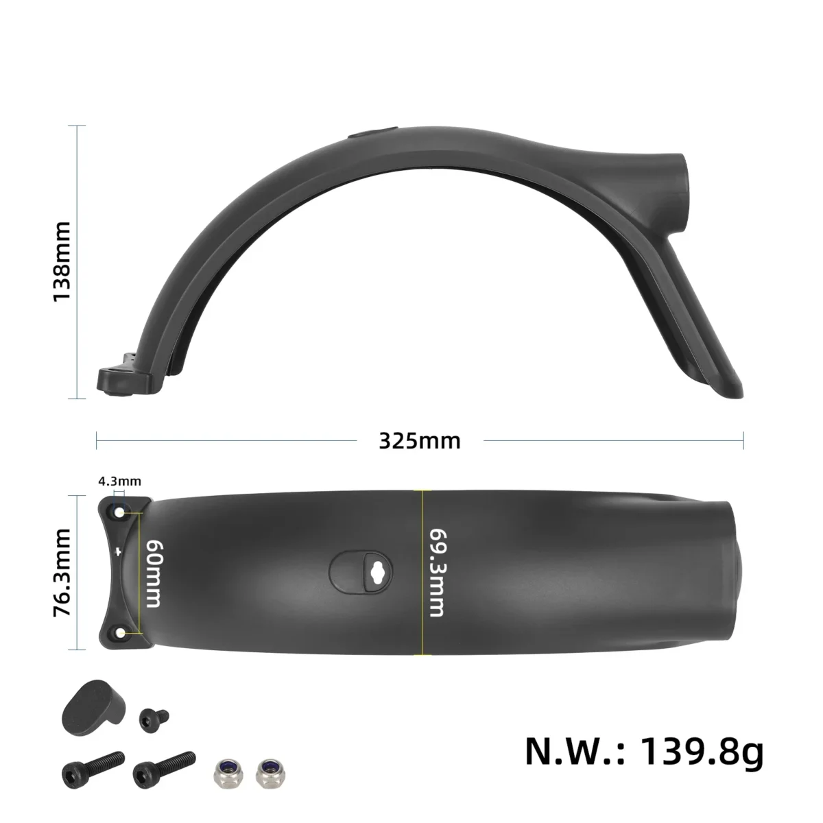 Kit guardabarros trasero original con luz, gancho y tornillos para patinete Xiaomi Elite - Imagen 4