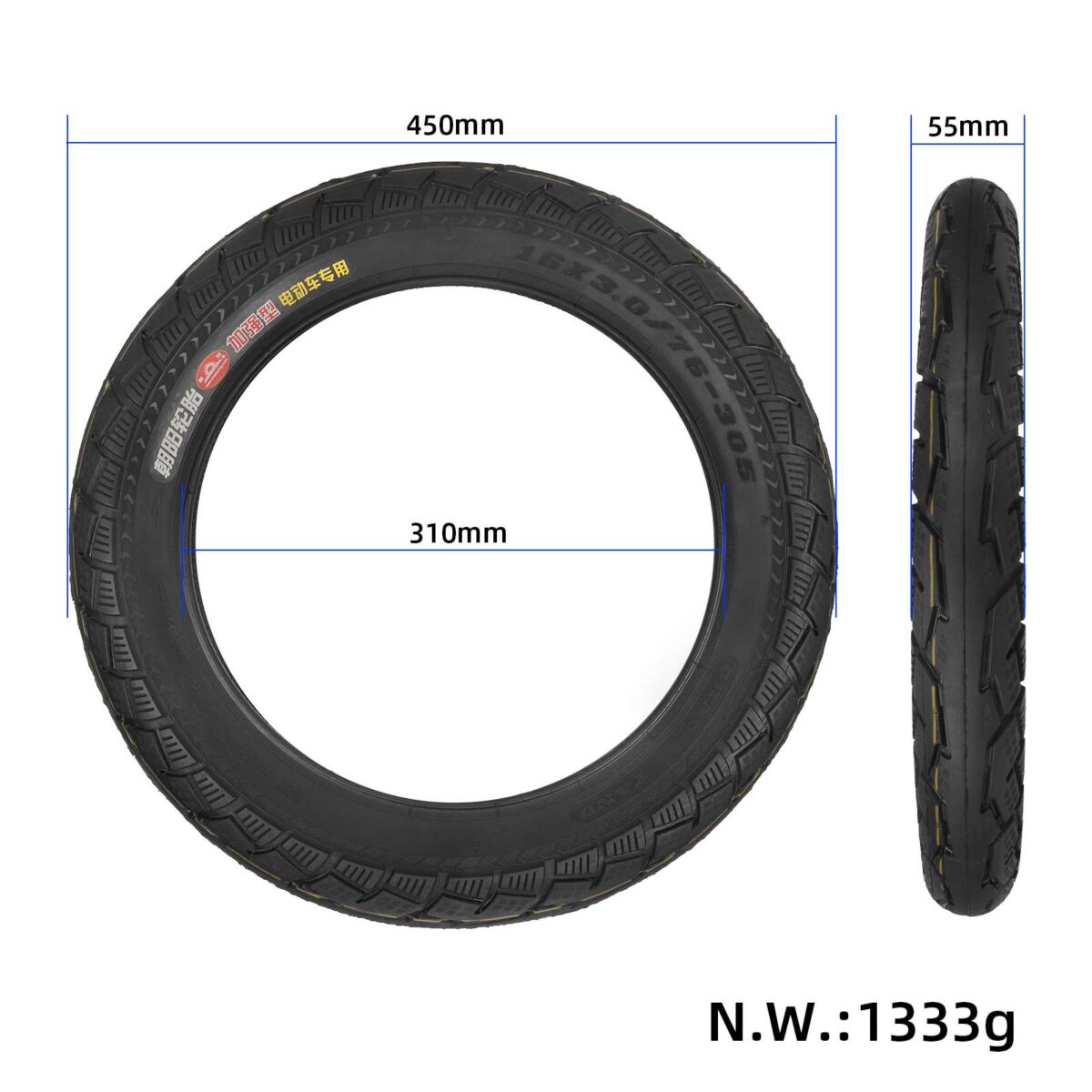 Neumático exterior Chaoyang 16*3 (H5146) - Imagen 2