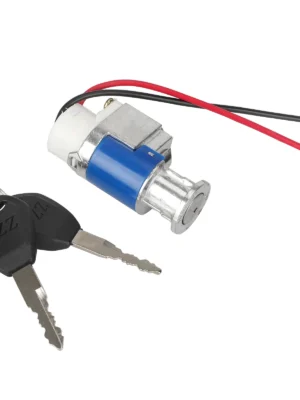 Cerradura de puerta eléctrica azul con llaves