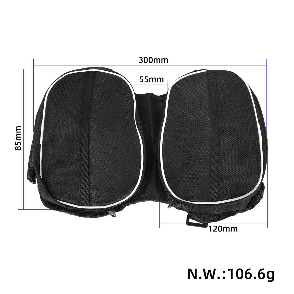 Bolsa delantera con cremallera para bicicleta de montaña, redonda, negra - Imagen 2