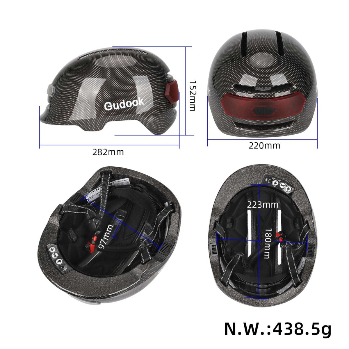 Casco con luz de voz Z005 negro brillante - Imagen 2
