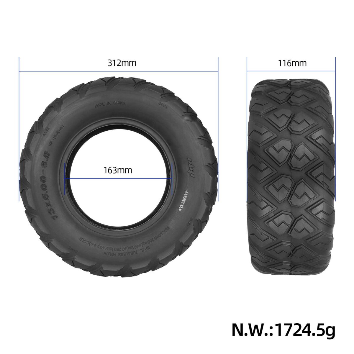 Neumático todoterreno sin cámara Ulip 13*5.00-6.5 - Imagen 2