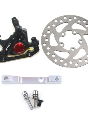 Freno hidráulico negro Xtech + disco de 120 mm + adaptador plateado