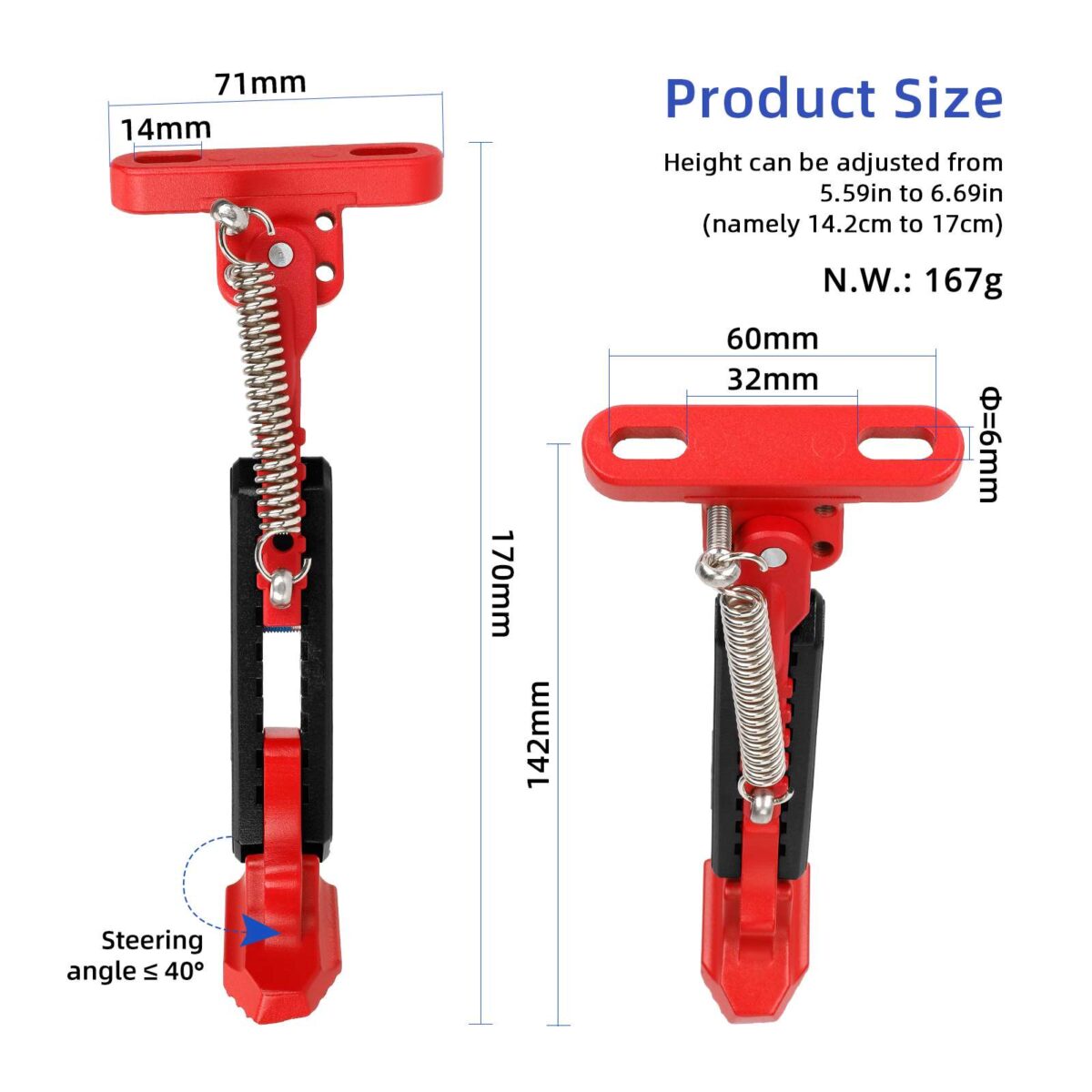 Pata de cabra ajustable V2 Rojo-Negro para patinetes Xiaomi - Imagen 2