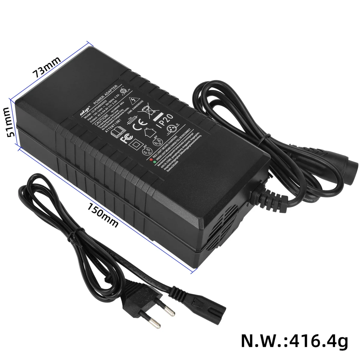 Cargador Ulip 54,6 V 2 A con cabezal LP16-3P grande (enchufe UE) - Imagen 6