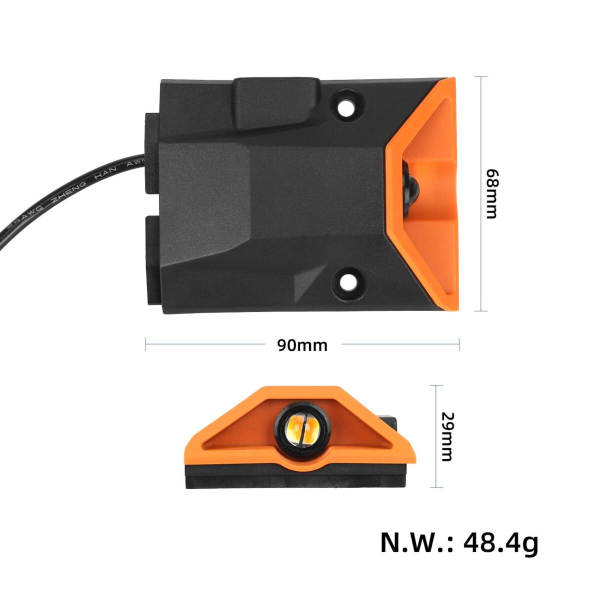 KukirinG2ProDB - Esquina frontal derecha envolvente con luz LED de ojo de gato (negro y naranja) - Imagen 2