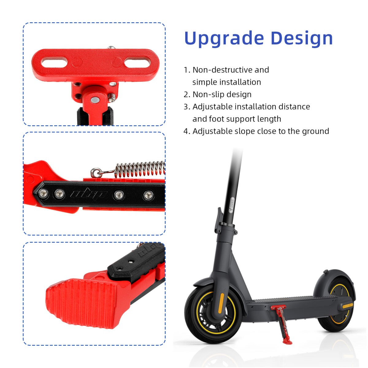 Pata de cabra ajustable V2 Rojo-Negro para scooters de serie Max G30 - Imagen 4