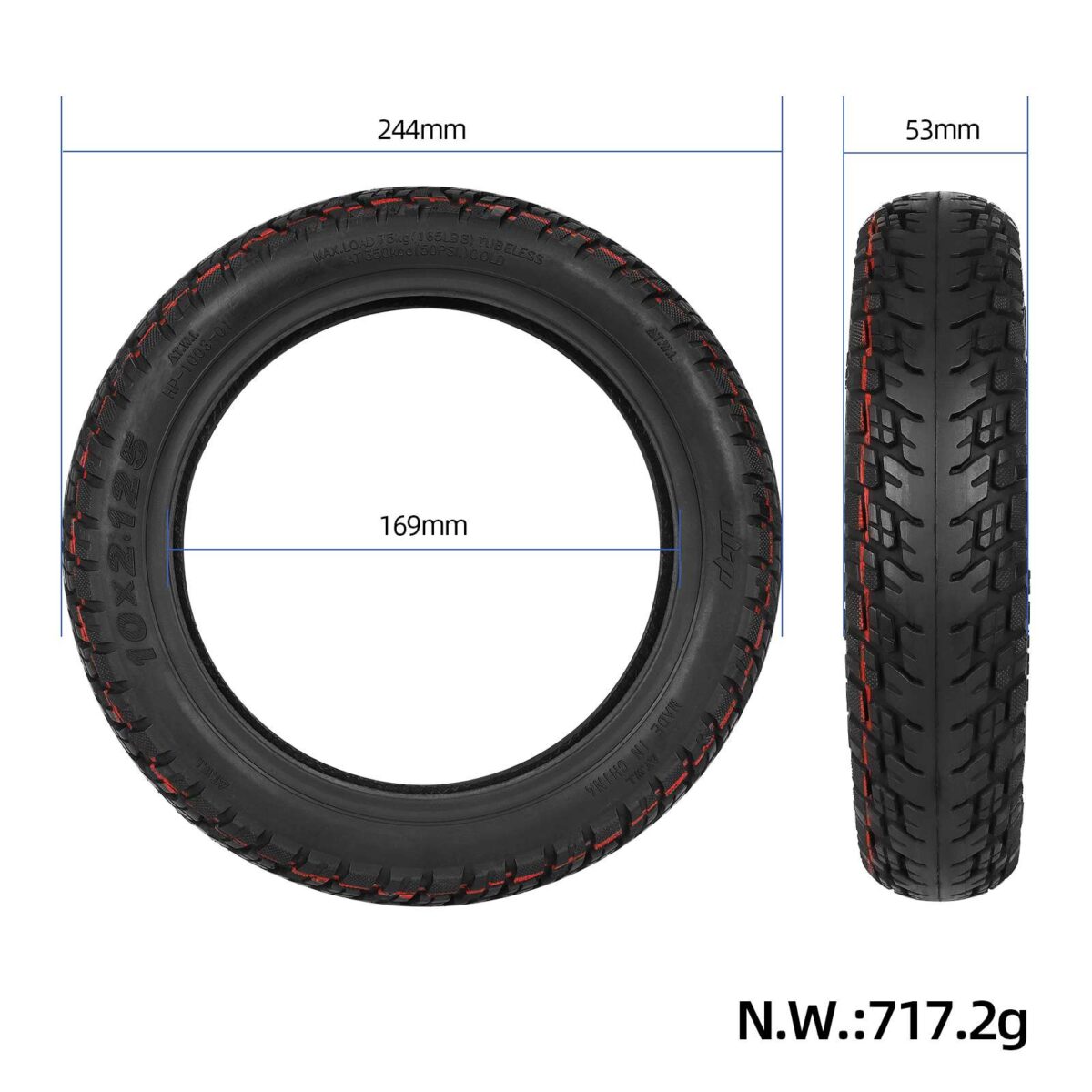Neumático todoterreno sin cámara autorreparable ULIP 10*2.125 para scooters Segway F20 F25 F30 F40 - Imagen 2