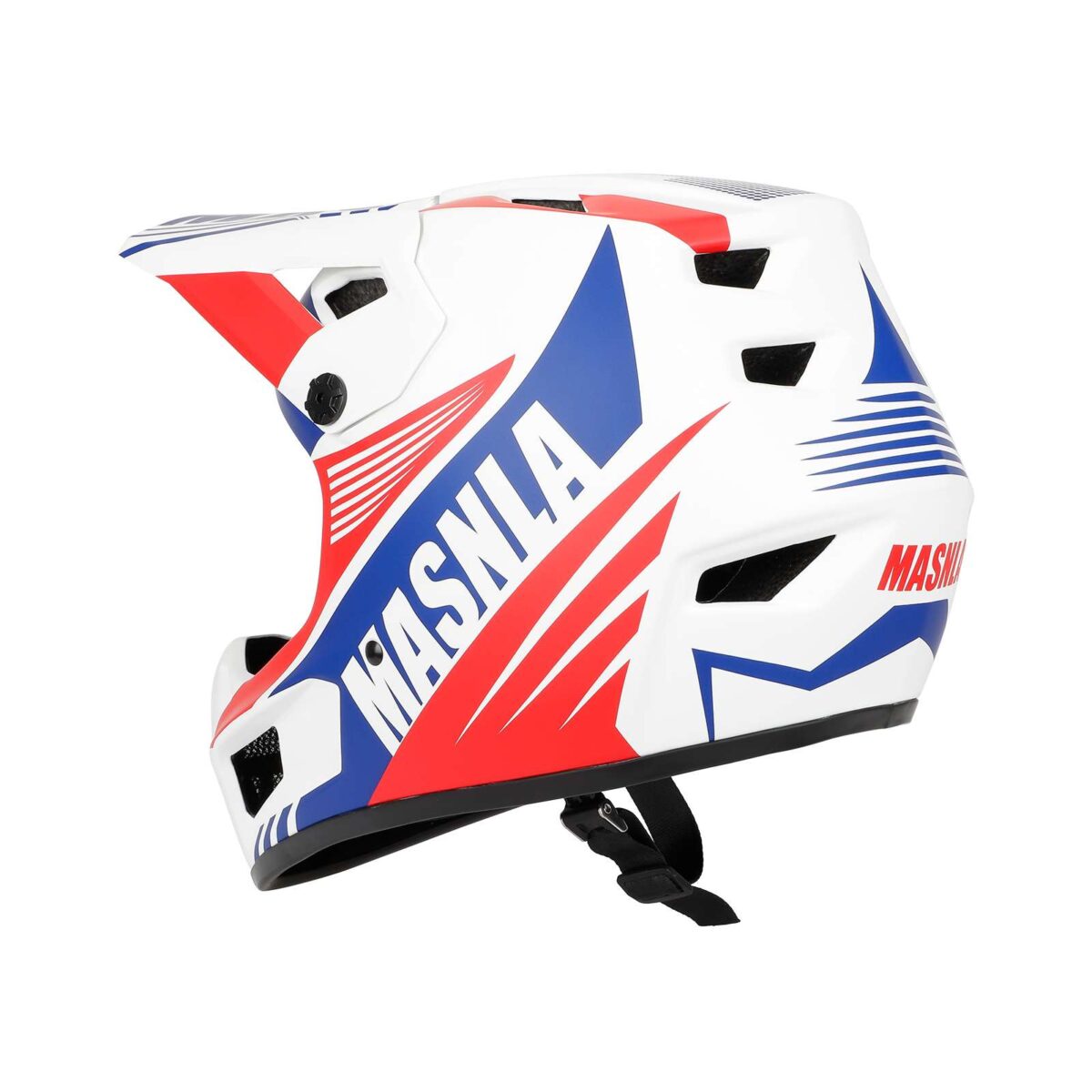 Casco todoterreno talla M en blanco, azul y rojo - Imagen 3