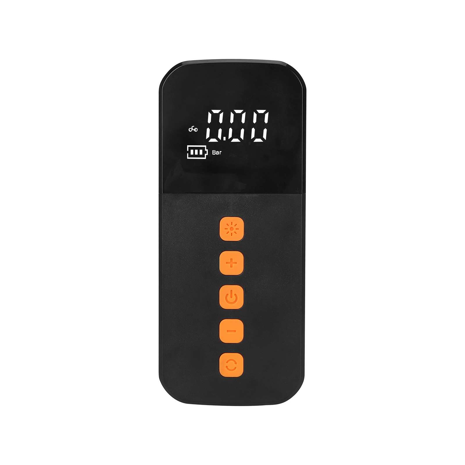 Bomba de inflado portátil multifuncional de color negro y naranja - Imagen 3