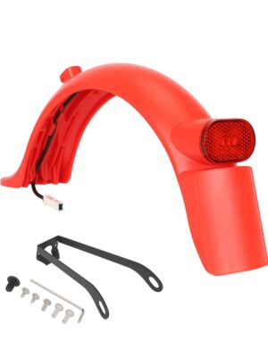 Guardabarros trasero rojo Xiaomi M365 Pro/Pro2 con matrícula integrada (con luz trasera + gancho + soporte metálico pro)