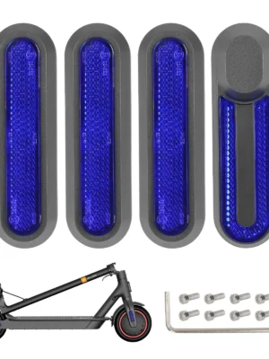 4 piezas de carcasas decorativas grises de repuesto + barras reflectoras azules para M365 1S Pro Pro2 y Lite 1 herramienta