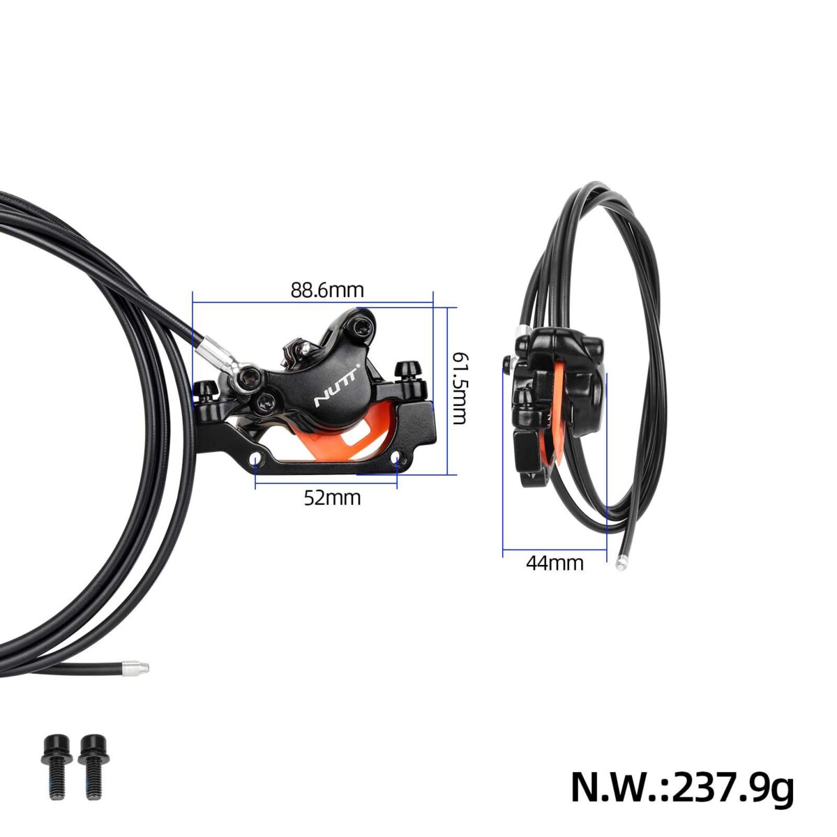 Freno de disco hidráulico NUTT negro derecho con cable de 210 cm - Imagen 6