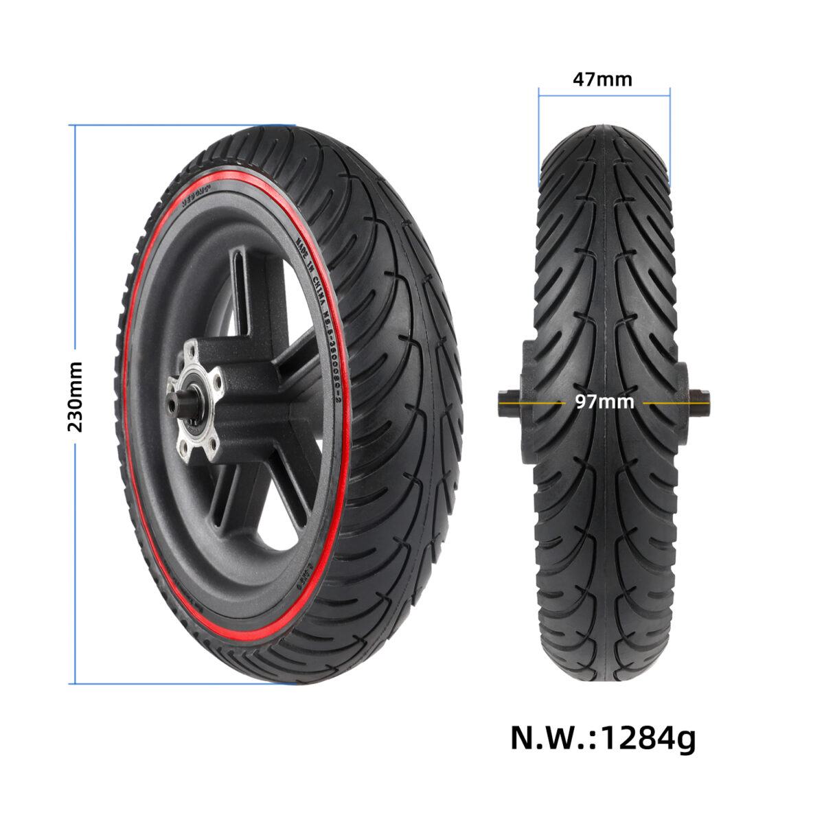 Neumático sólido de 8,5 pulgadas con círculo rojo + llanta Pro - Imagen 2