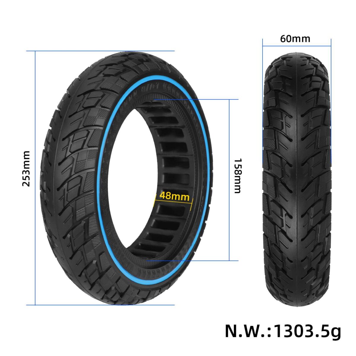 Neumático sólido Ulip 60/70-7.0 con círculo azul para patinetes Xiaomi 4 Pro - Imagen 2