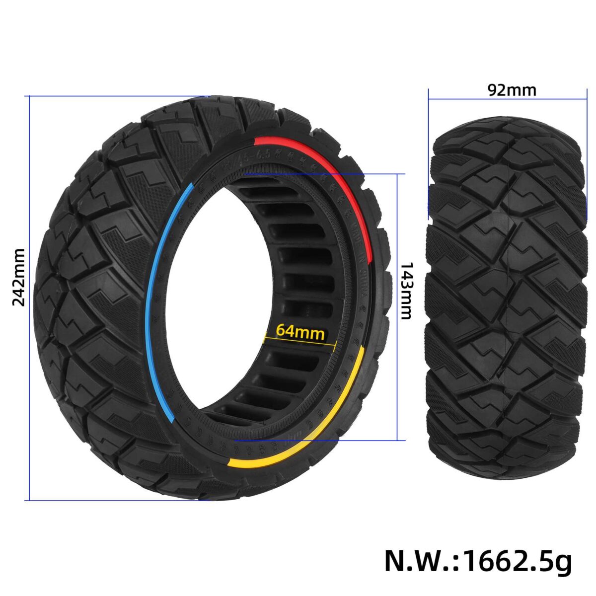 Neumático sólido todoterreno Ulip 90/65-6.5 con diseño de diamante y 3 colores - Imagen 2