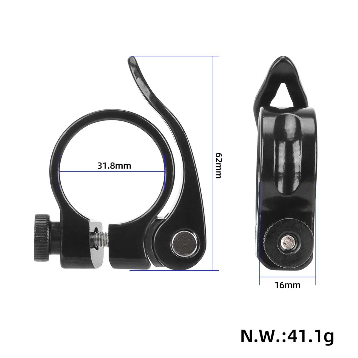Abrazadera de tubo de asiento negra sin orificio de 31,8 mm - Imagen 2