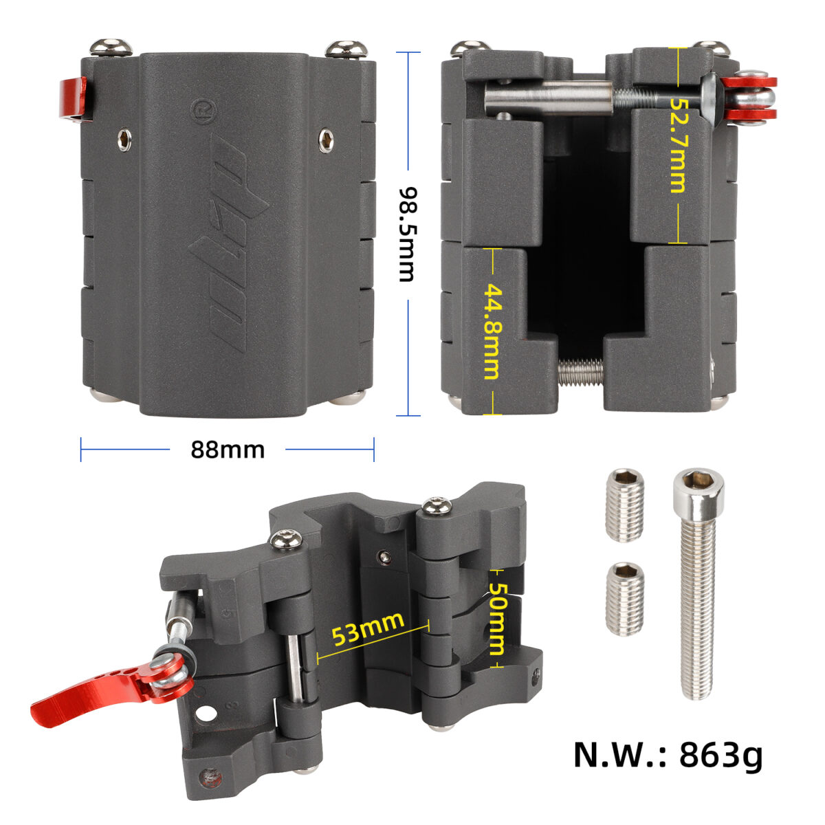 Fijaciones plegables Ulip grises para patinetes Xiaomi y Segway Ninebot series F y D - Imagen 2