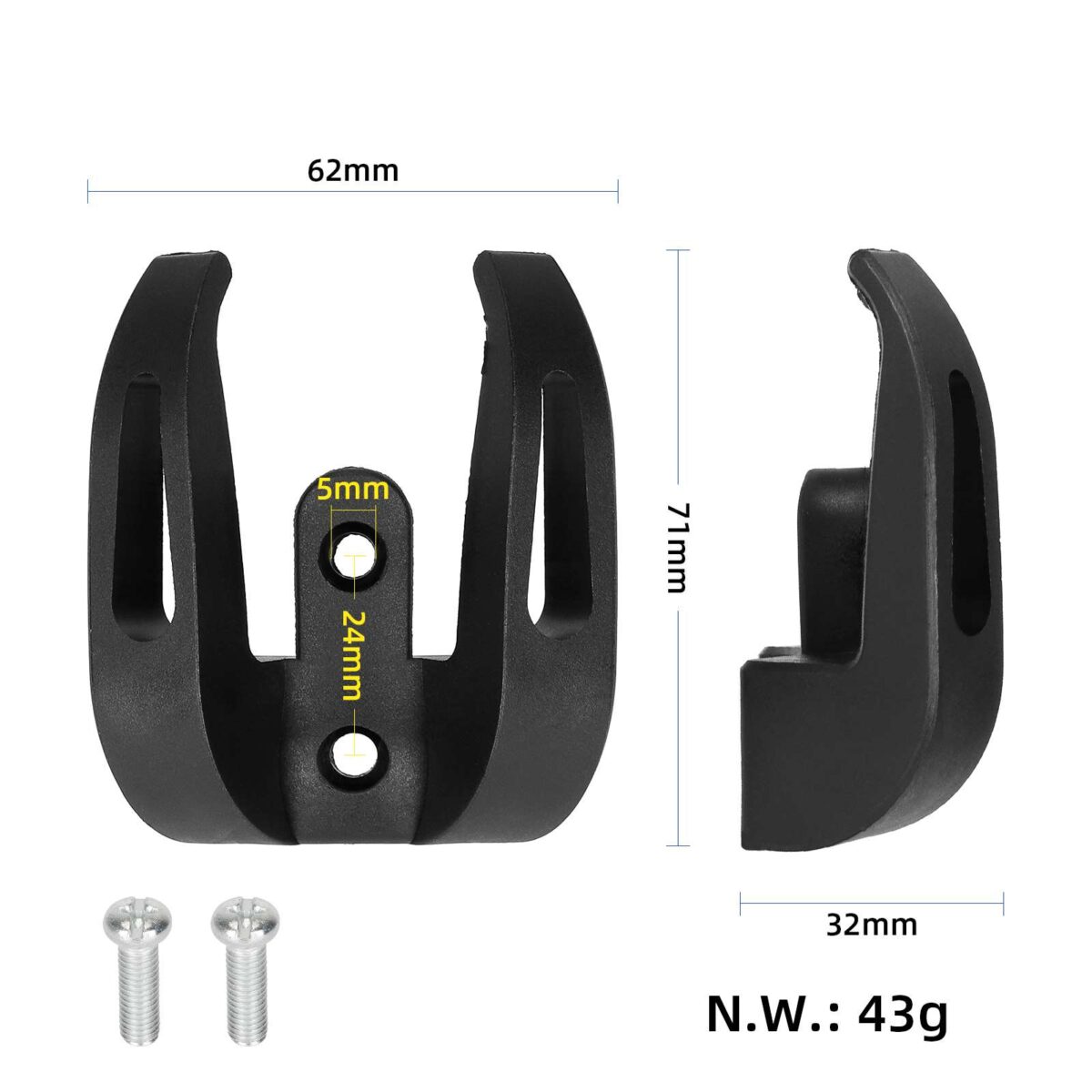 Gancho doble de nailon negro para patinete M365/Pro/1S - Imagen 2