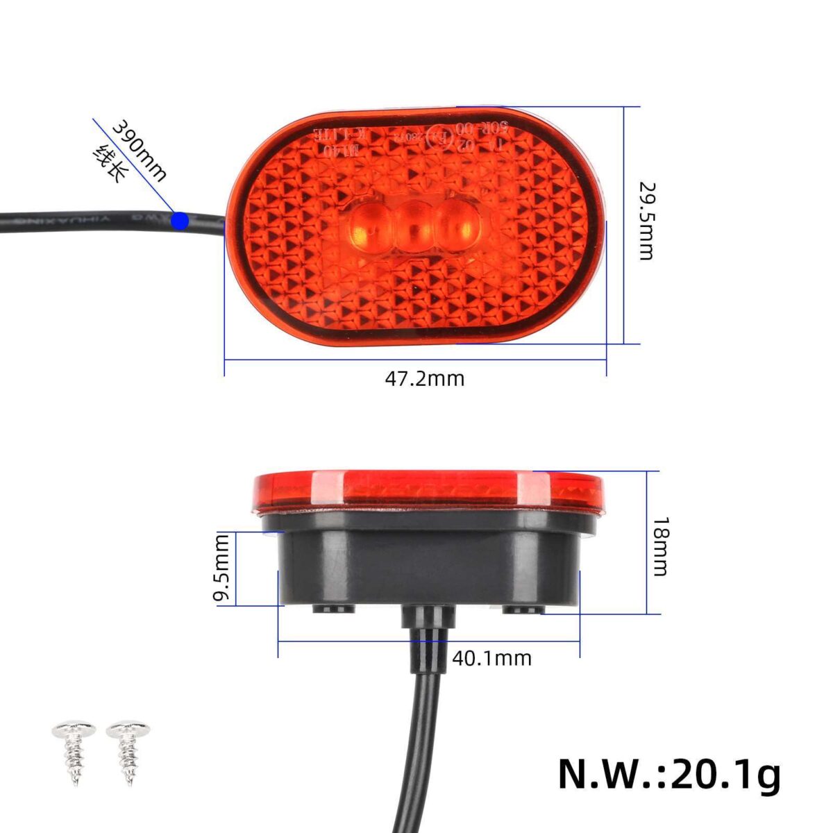 Guardabarros trasero rojo Xiaomi M365 Pro/Pro2 con matrícula integrada (con luz trasera + gancho + soporte metálico pro) - Imagen 3
