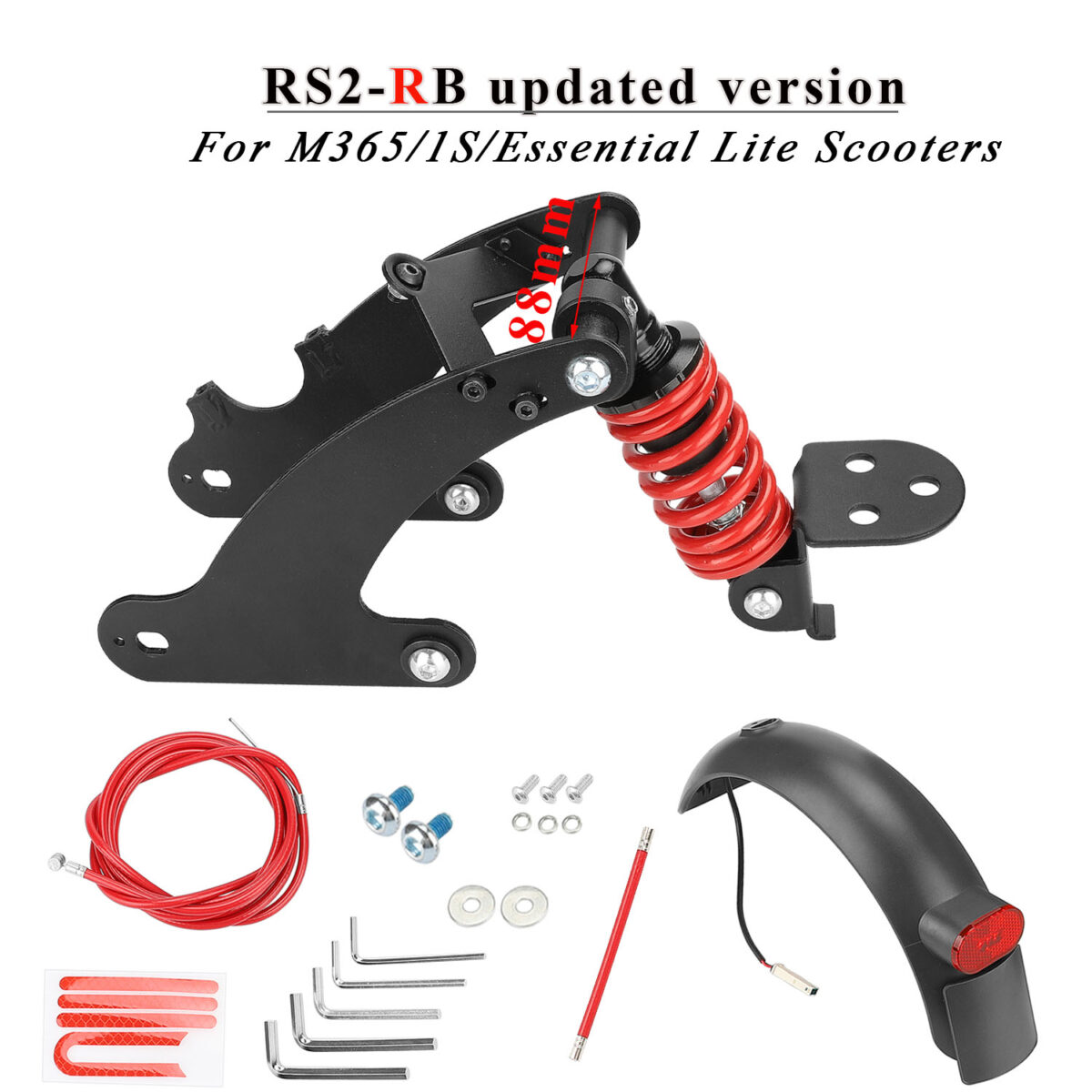 Suspensión trasera Red V2 con guardabarros y luz trasera para scooter M365 y 1S - Imagen 6