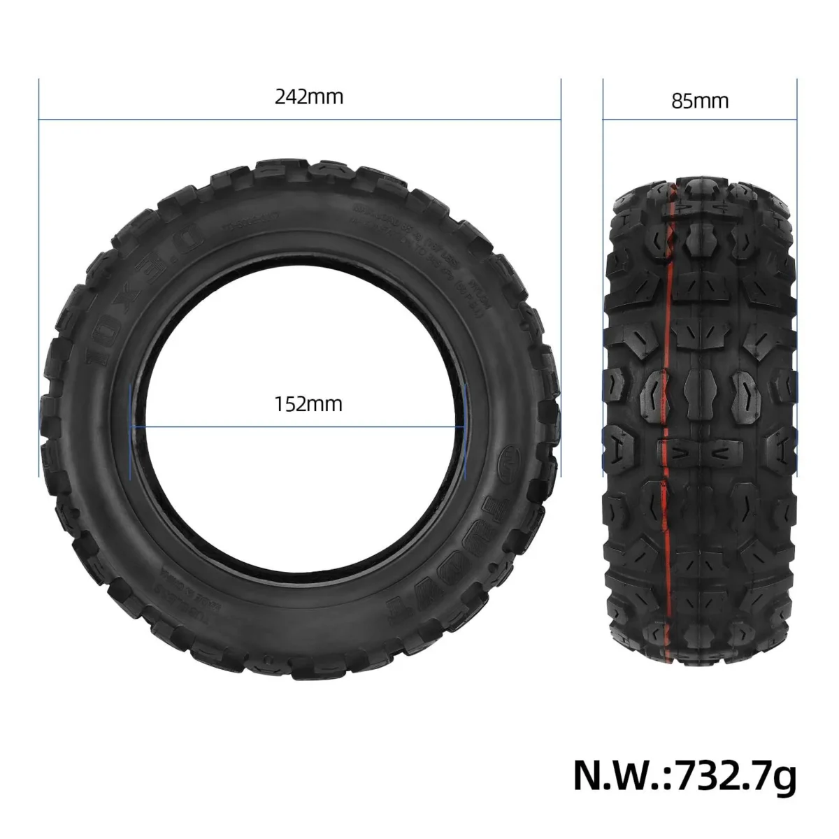 Neumático sin cámara autorreparable TUOVT 10*3 con buena calidad - Imagen 5