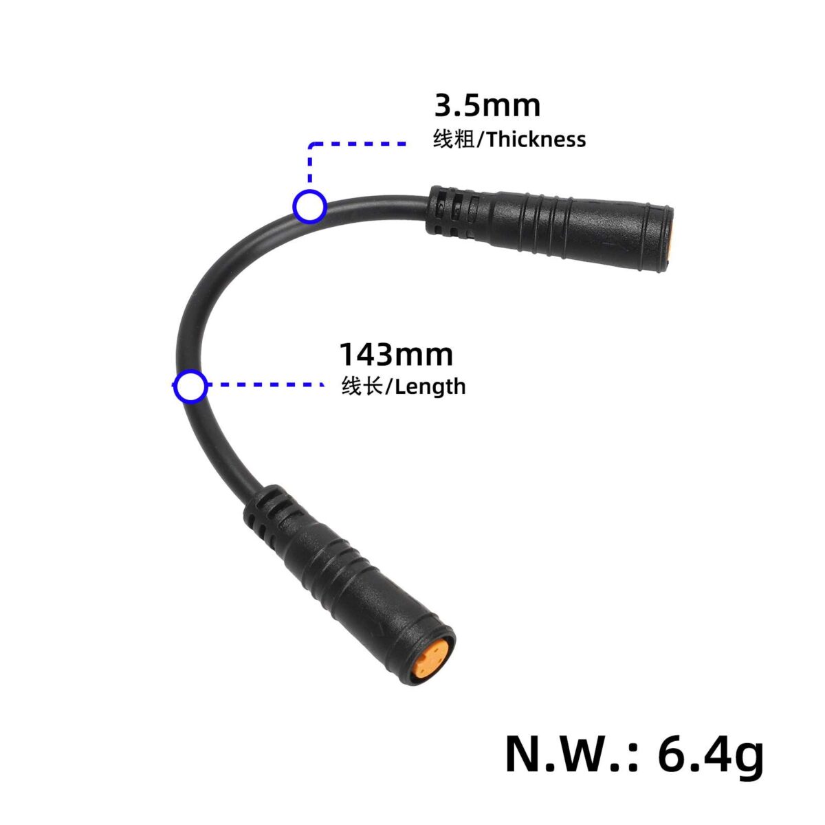Cable de conexión para bicicleta eléctrica con conectores hembra de 3 pines - Imagen 2