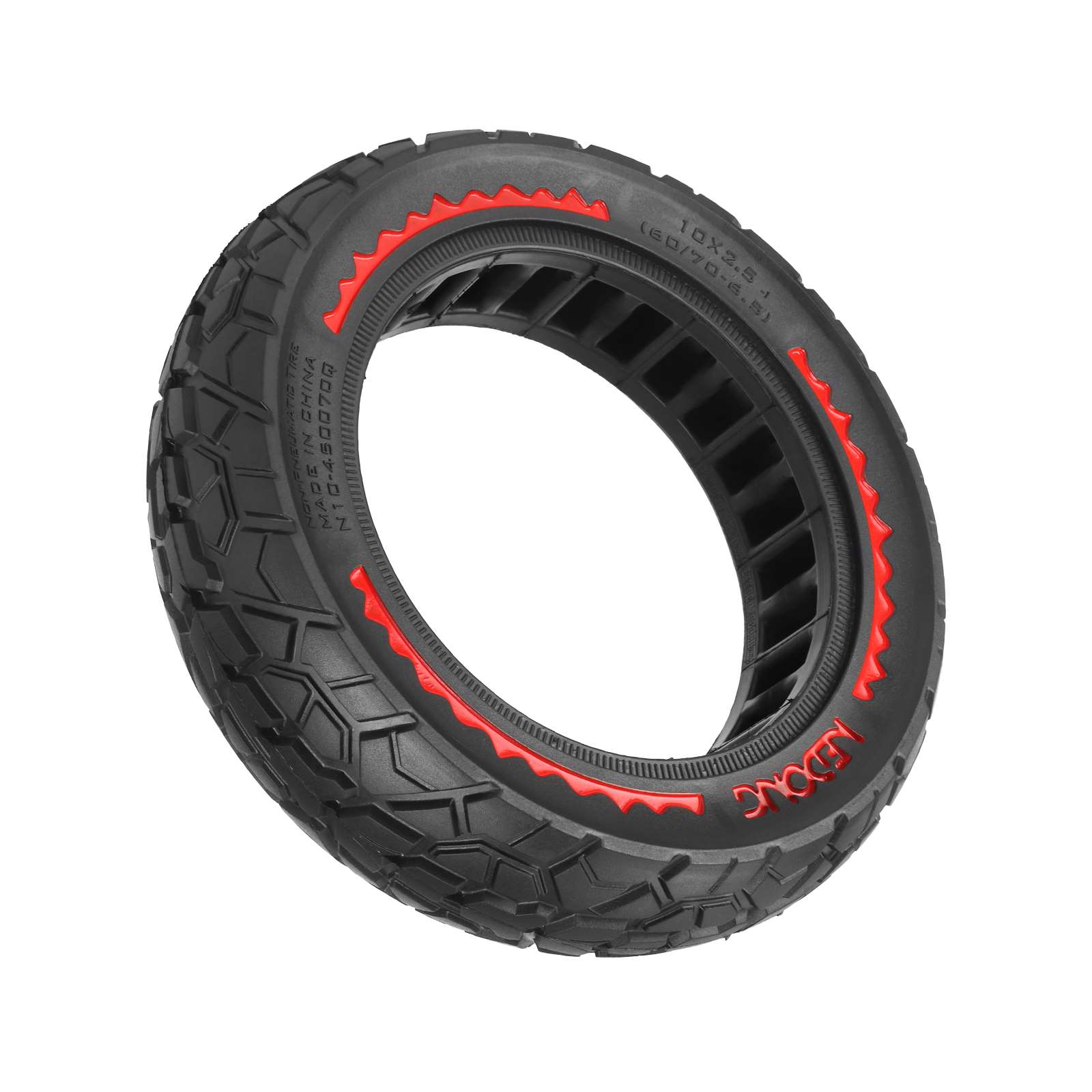 Neumático sólido NEDONG 10*2.5 (60/70-6.5) con círculo rojo y ranura de 45 mm - Imagen 6