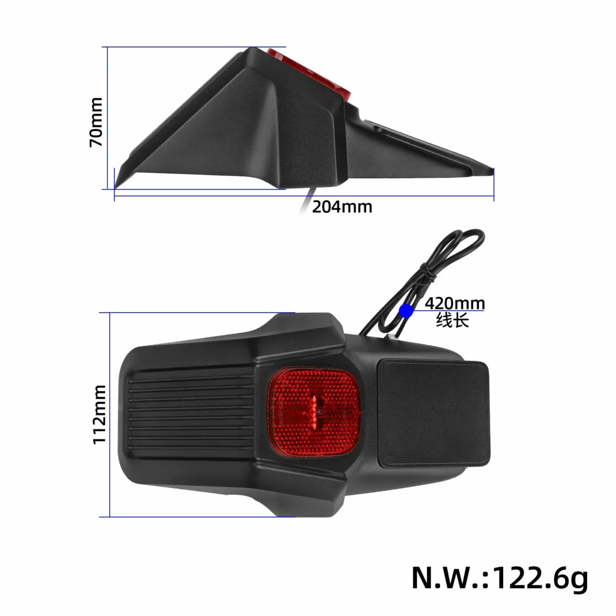 Guardabarros trasero original para patinete Ninebot ZT3/ZT3Pro con luz trasera - Imagen 2