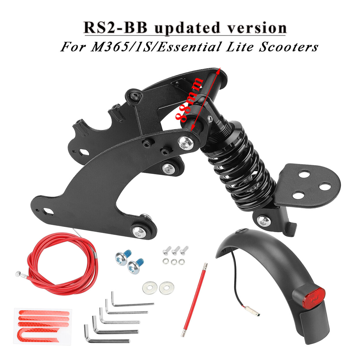 Suspensión trasera Red V2 con guardabarros y luz trasera para scooter Pro y Pro 2 - Imagen 5