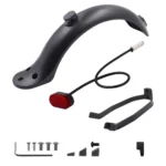 Guardabarros trasero negro M365 con tornillos de gancho, tapones de tornillos, luz trasera negra, soporte de guardabarros trasero Xiaomi, gancho de guardabarros trasero Xiaomi, cubierta de silicona