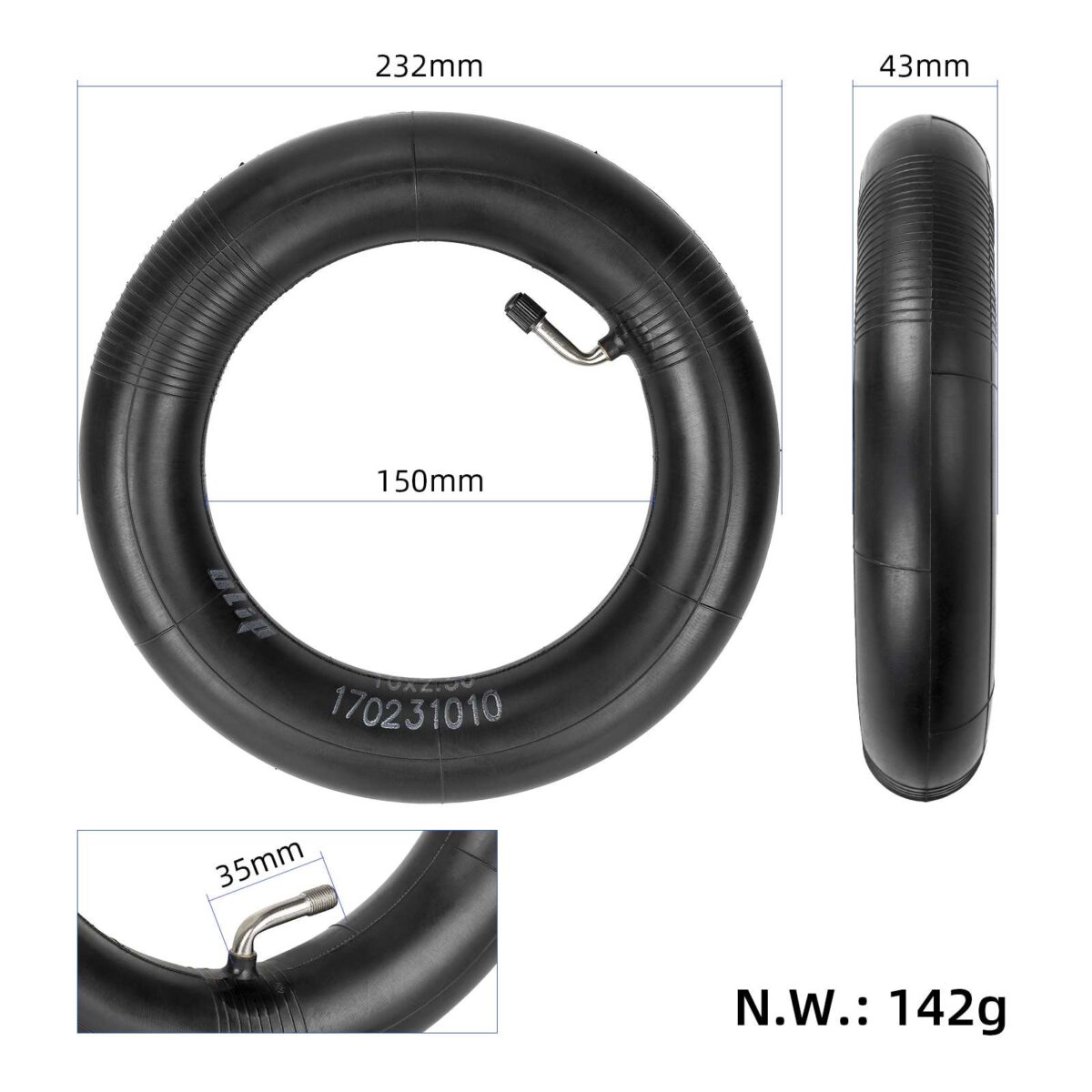 Tubo interior engrosado hacia adentro de 90 grados Ulip10*2.5 - Imagen 2