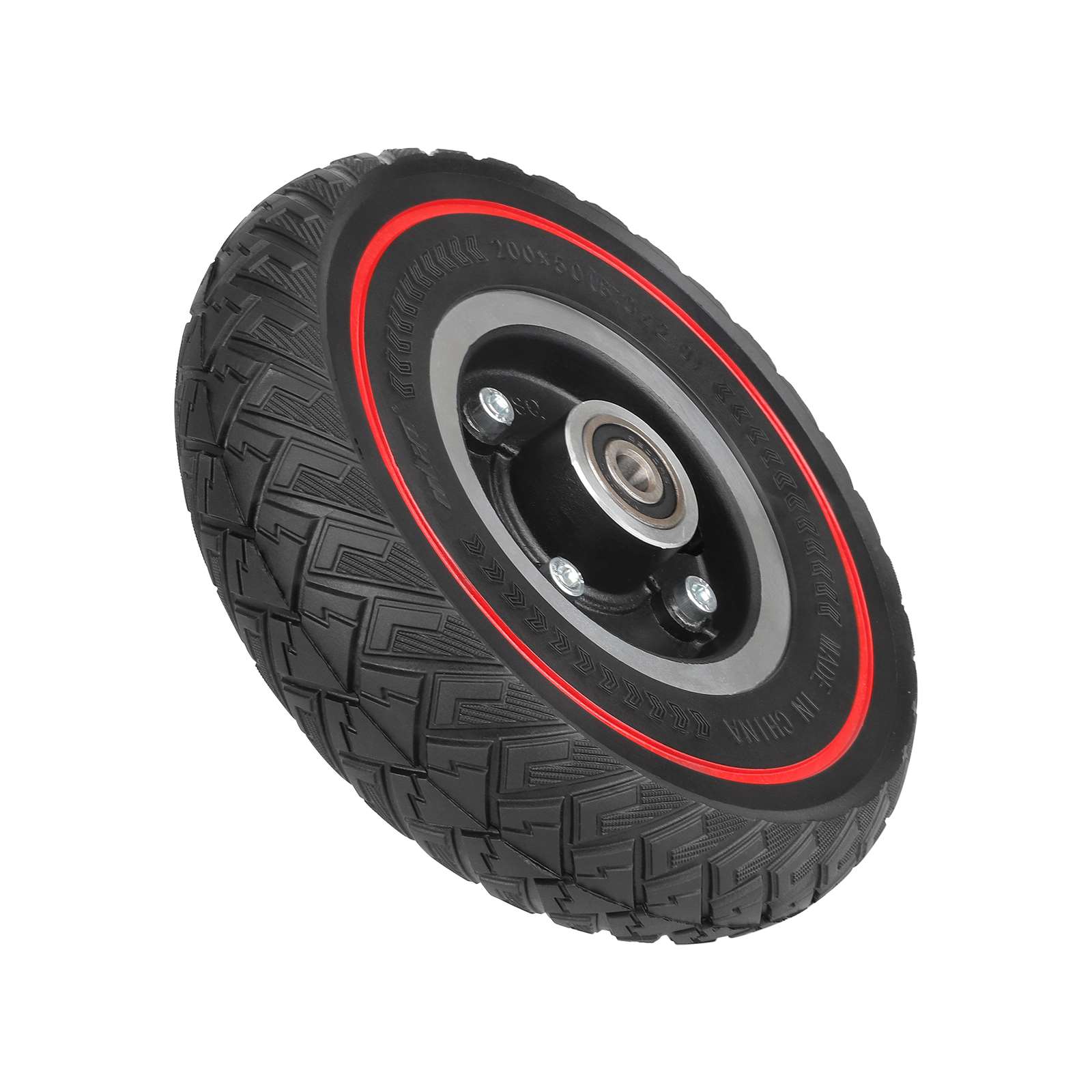 Llanta de 8 pulgadas 200*50 + neumático todoterreno sólido con patrón de ala de línea roja Ulip200*50 (instalado) - Imagen 6