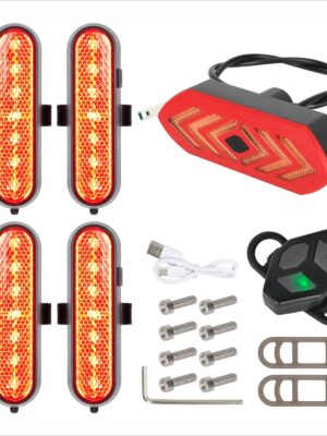 Juego de 4 luces intermitentes recargables rojas Ulip + 1 luz trasera intermitente con control remoto para scooters Xiaomi M365/1S