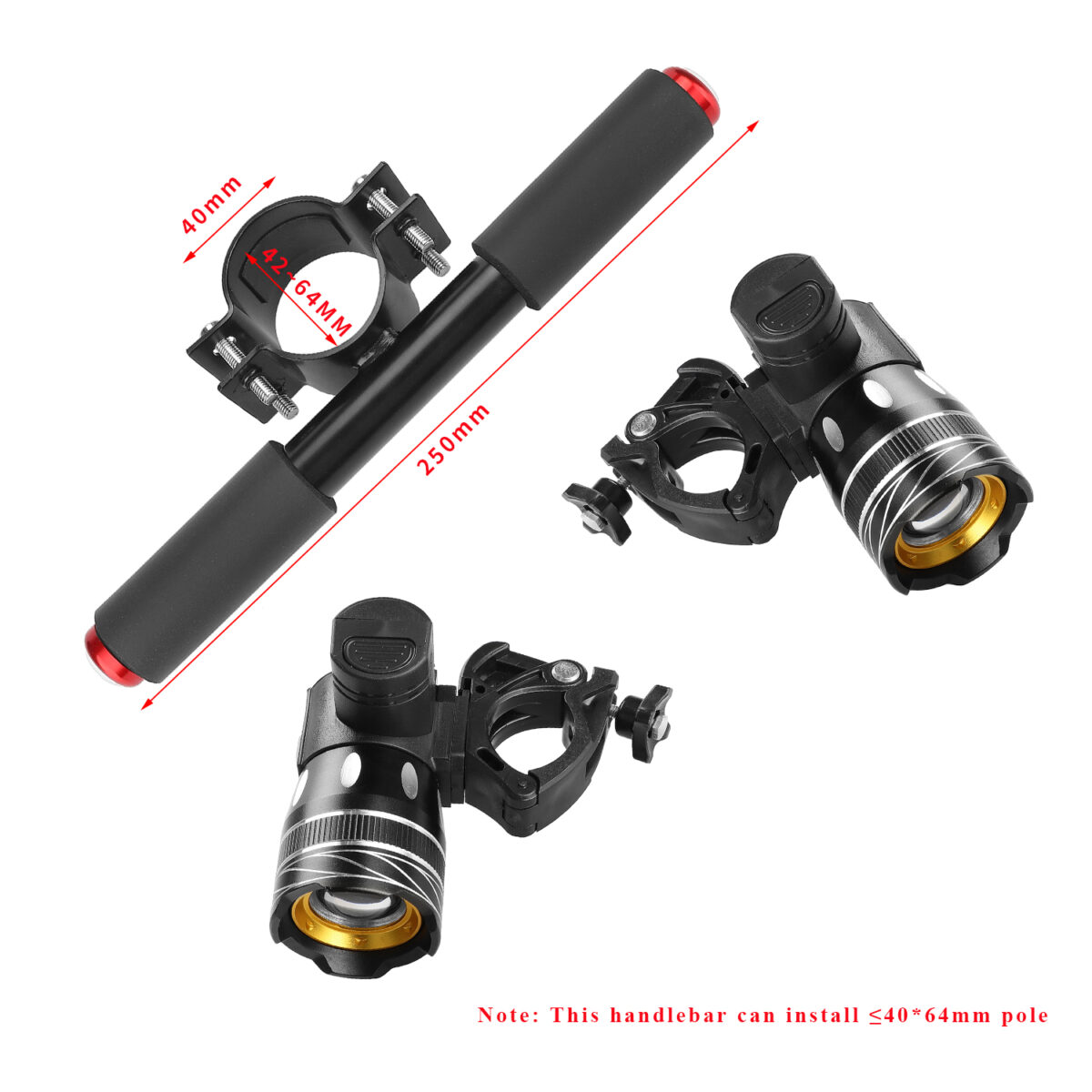 2 faros LED XM-L T6 con manillar para scooters de serie ES/serie G30 Max - Imagen 3