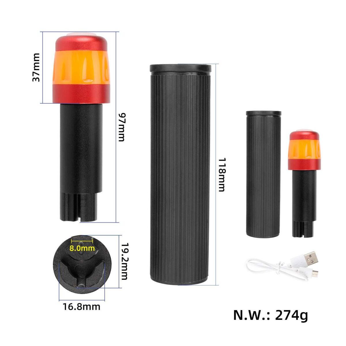 Extensor de agarre de silicona con carga USB Ulip y luz para scooters Max G30 (BBRO) - Imagen 2