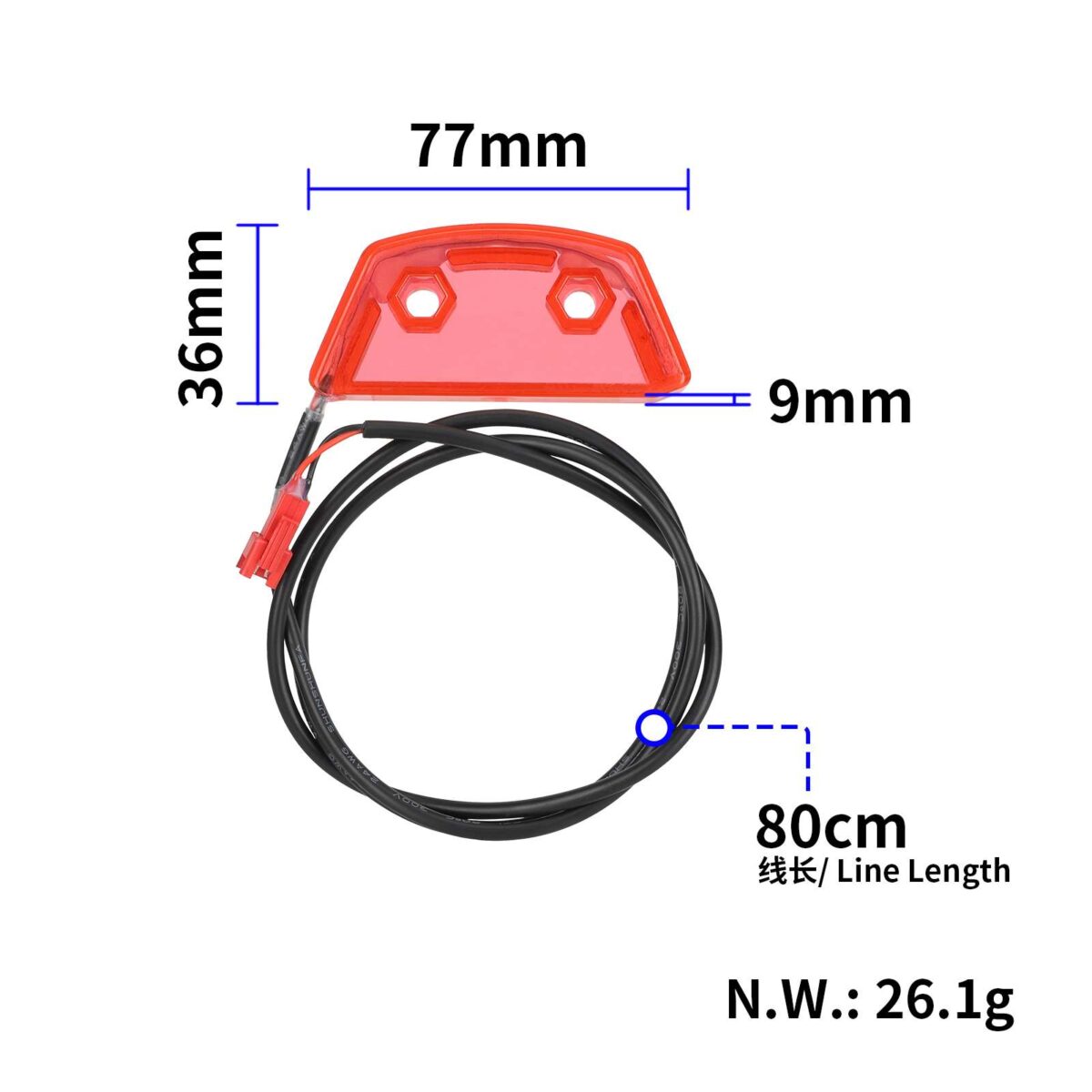 Cubierta de plástico para luz trasera Kukirin G2 Max con cable - Imagen 2