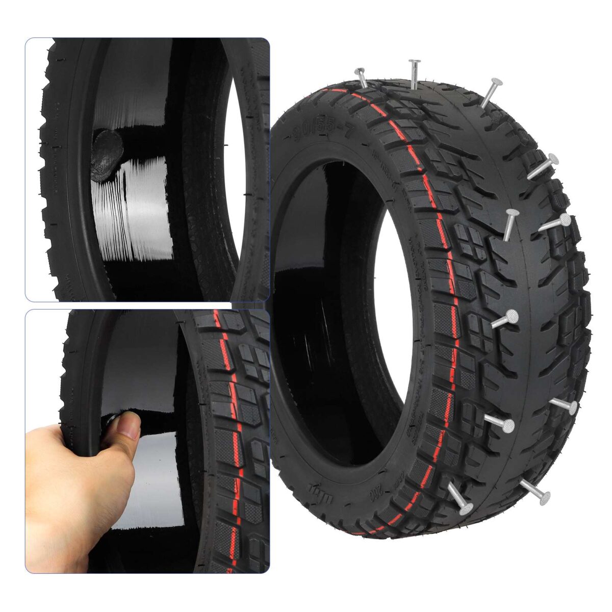 Neumático todoterreno sin cámara ULIP 90/55-7 con adhesivo para scooters Segway GT - Imagen 6