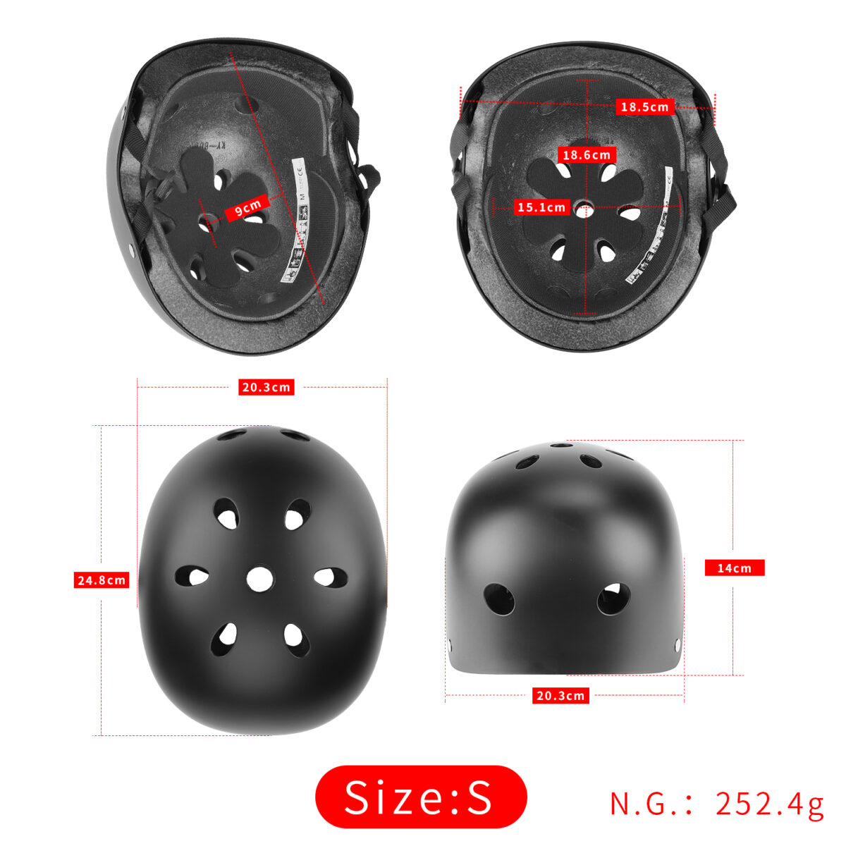 Casco multipunto negro talla S - Imagen 2
