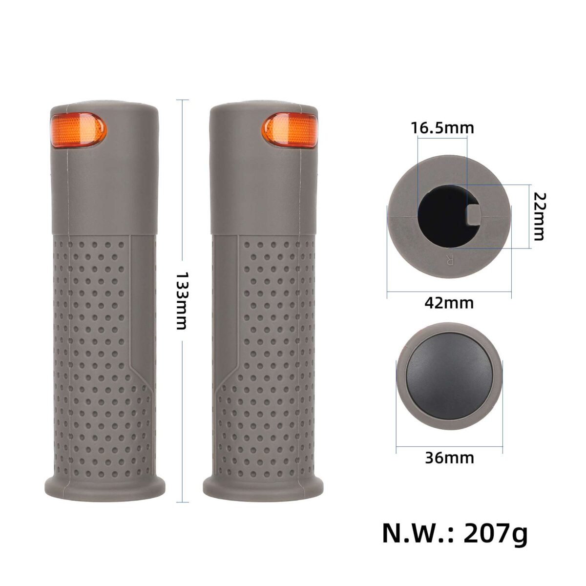 Cubierta de agarre de manillar gris para luz de señal de giro para scooters Xiaomi/Ninebot con ranura - Imagen 2