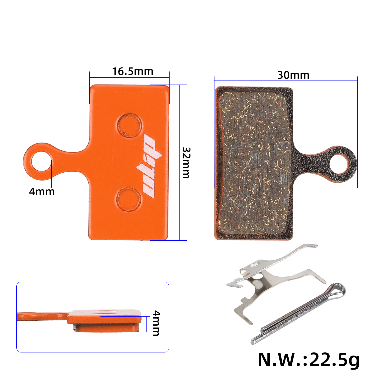 Pastillas de freno multimetálicas Ulip Naranja SHIMANO M615 - Imagen 2