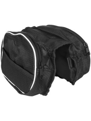 Bolsa delantera con cremallera para bicicleta de montaña, redonda, negra