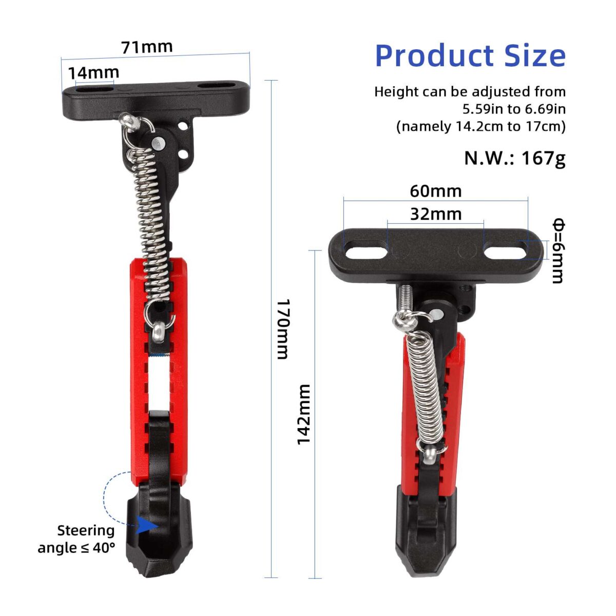 Pata de cabra ajustable V2 Negro-Rojo para patinetes Xiaomi - Imagen 2