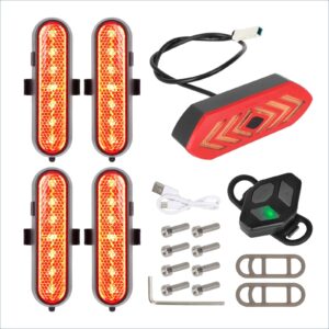 Juego de 4 luces intermitentes recargables rojas Ulip + 1 juego de luces traseras intermitentes con control remoto para scooters G30 MAX