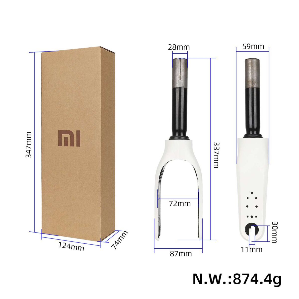 Horquilla delantera blanca original + piezas de plástico para patinete Xiaomi M365 - Imagen 2