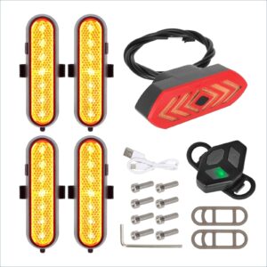Juego de 4 luces intermitentes recargables amarillas Ulip + 1 luz trasera intermitente con control remoto para scooters Xiaomi 4Ultra