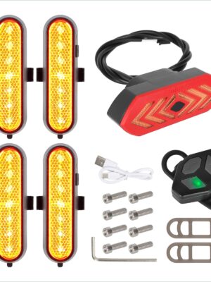 Juego de 4 luces intermitentes recargables amarillas Ulip + 1 luz trasera intermitente con control remoto para scooters Xiaomi 4Ultra